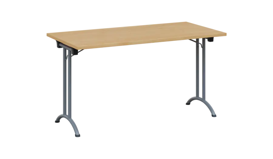 SLA 140 lak skládací jednací stůl 1394x700, deska 25 mm, podnož stříbrný lak, deska javor horský